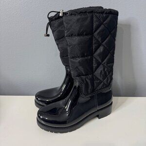 MARC FISHER black triumph quilted rain boots size 7